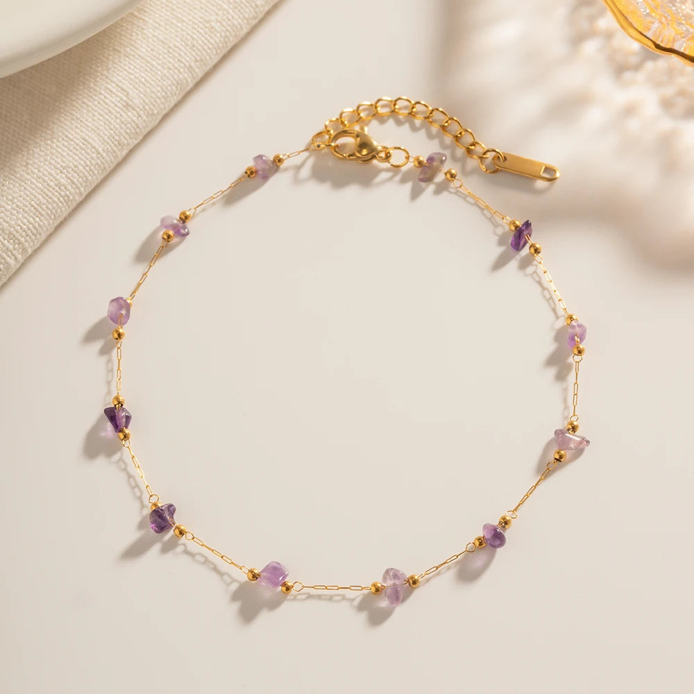 Amethyst Stone Anklet