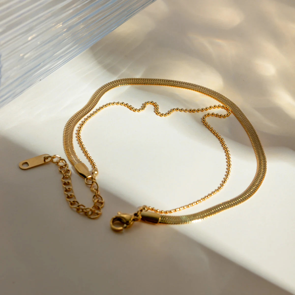 Golden Herringbone Anklet