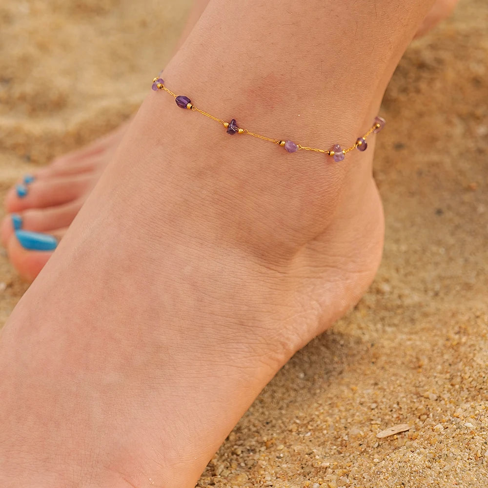 Amethyst Stone Anklet